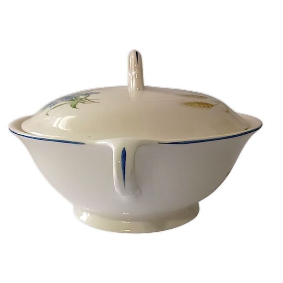 Candle Light American Limoges Covered Vegetable Dish Bowl Golden Wheat Vintage - Picture 9 of 16